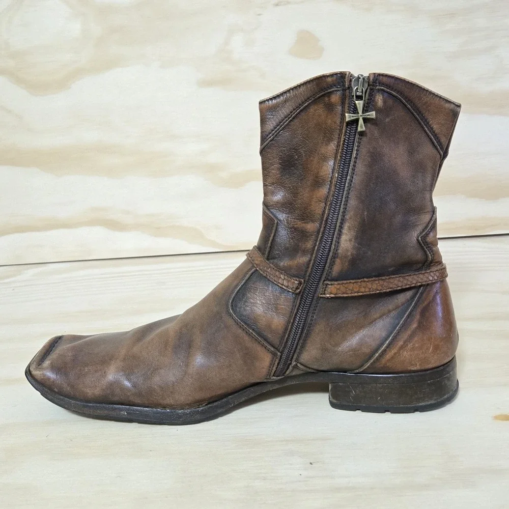Mark Nason Corleone Cross Brown Leather Boots Men's 13 Made In Italy 67171